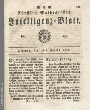 No. 23, Dienstag, den 5ten Junius 1810