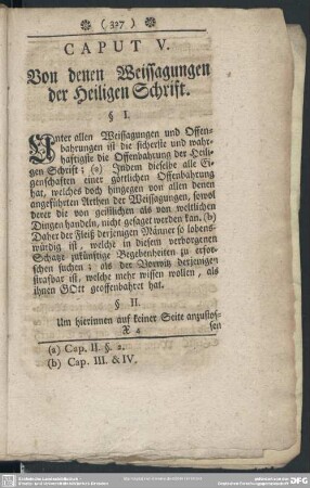 Caput V. Von denen Weissagungen der Heiligen Schrift