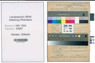 Entnazifizierung Wilhelm Hansen , geb. 03.08.1886 (Schlosser)