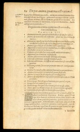 De potentiis animae, quatenus est rationalis, sive intellectiva. Praelud. III.
