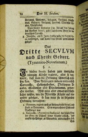 Das Dritte Seculum nach Christi Geburt. (Tyrannico-Novatianum.) - Das Vierte Seculum nach Christi Geburt. (Constantino-Arianum.)