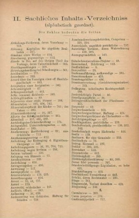 II. Sachliches Inhalts-Verzeichniss (alphabetisch geordnet)