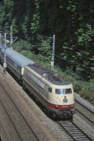Stuttgart Hbf. Block Rosenstein Lok 103 001 Beschleunigungsmeßfahrt Meßzug