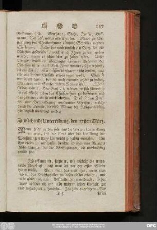 Funfzehende Unterredung, den 27sten März.