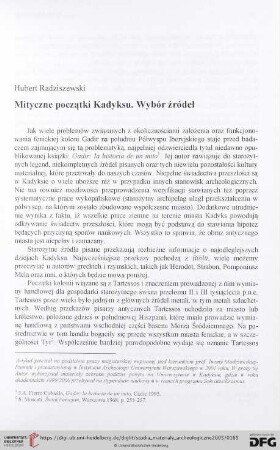 Mityczne początki Kadyksu : wybór źródeł
