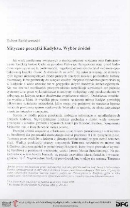 Mityczne początki Kadyksu : wybór źródeł