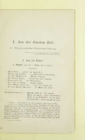 I. Aus der ältesten Zeit