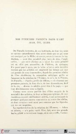 Nos premiers parents dans l'Art Adam, Ève, Lilith