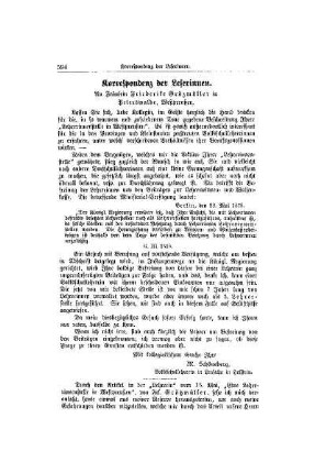 Korrespondenz der Leserinnen