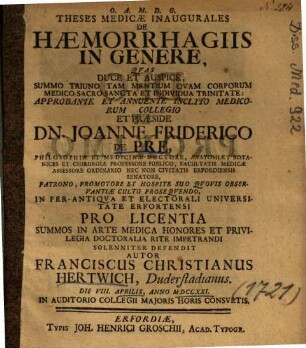 Theses Medicae Inaugurales De Haemorrhagiis In Genere