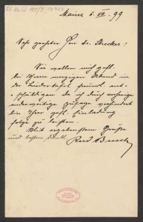 Brief an B. Schott's Söhne : 06.12.1899