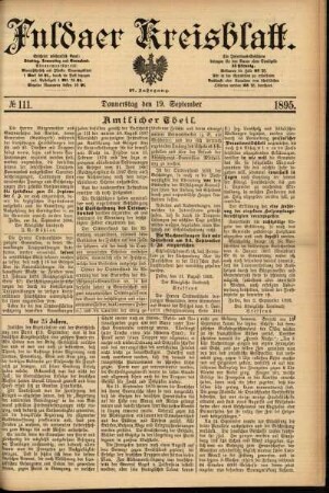 Erste Ausgabe vom Donnerstag, den 19. September 1895.