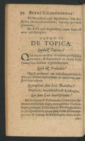 Caput II. De Topica.