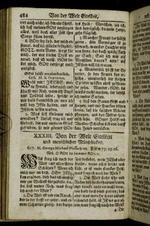 XXXIII. von der Welt Eitelkeit und menschlicher Mühseligkeit.