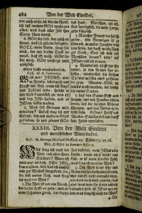XXXIII. von der Welt Eitelkeit und menschlicher Mühseligkeit.