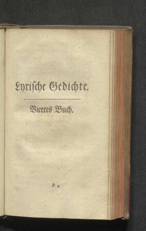 Lyrische Gedichte. Viertes Buch.
