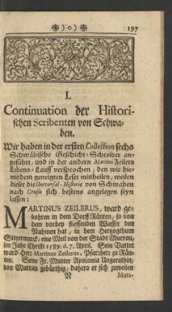 I. Continuation der Historischen Scribenten von Schwaben