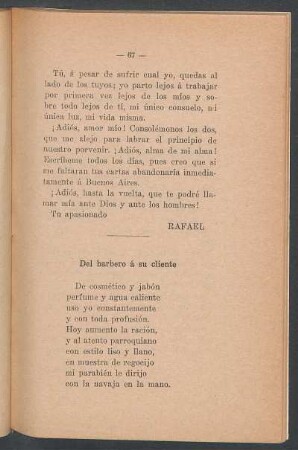 Del barbero á su cliente