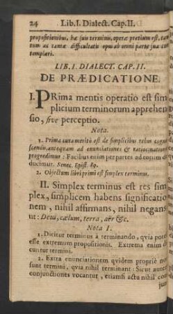 Cap. II. De Praedicatione.