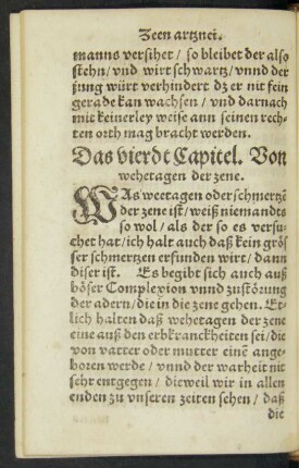 Das vierdt Capitel. Von wehetagen der zene.