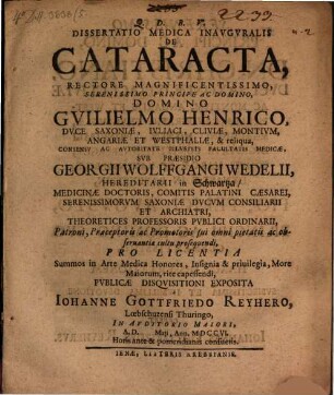 Diss. med. de cataracta
