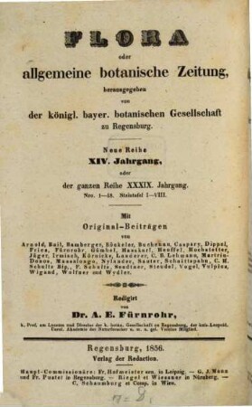 Flora oder allgemeine botanische Zeitung. 39 = N.R. Jg. 14. 1856