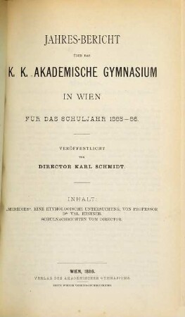 Jahresbericht. 1885/86