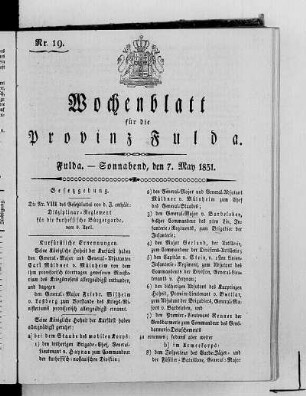 Nr. 19, Ausgabe vom 7. Mai 1831