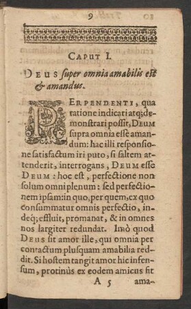 Caput I. Deus super omnia amabilis est [et] amandus.
