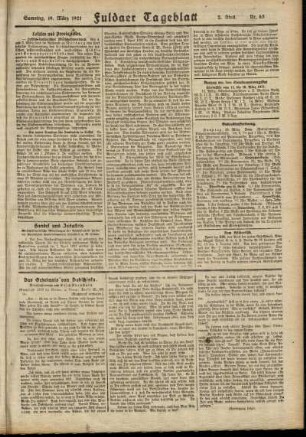 Zweite Ausgabe vom Samstag, den 19. März 1921.