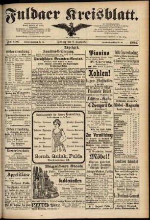 Zweite Ausgabe vom Freitag, den 09. September 1904.