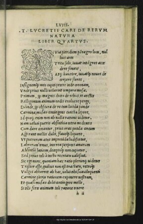T. Lucretii Cari De Rerum Natura Liber Quartus