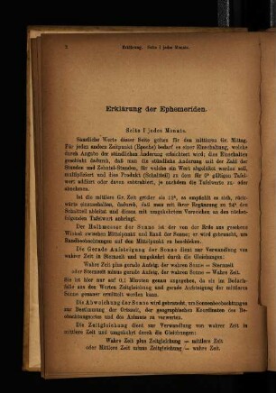 Erklärung der Ephemeriden.