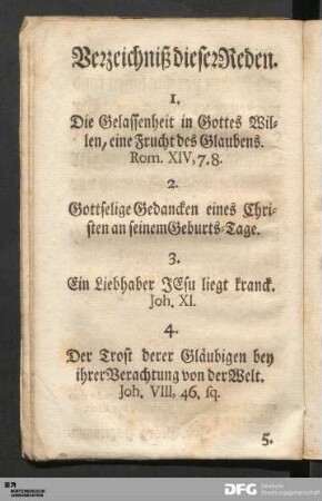 Verzeichniß dieser Reden.