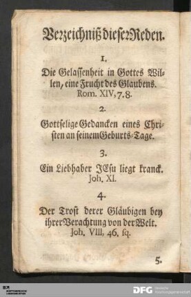 Verzeichniß dieser Reden.