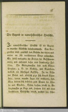 Die Gegend in naturhistorischer Hinsicht