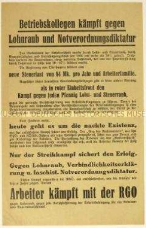 Aufruf zur Unterstützung der Revolutionären Gewerkschafts-Opposition