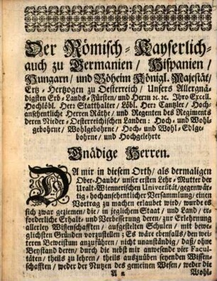 Discursus Academicus, Quem Viennæ Austriæ, Coram Excelsio Inferioris Austriæ Regimnine In Revocatione Magistratus Civici, Die X. Februarii Anni M.D.CC.XL.