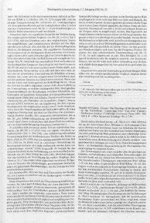 914-915 [Rezension] Murphy-O'Connor, Jerome, The theology of the Second Letter to the Corinthians