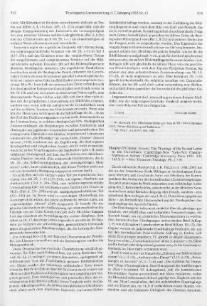 914-915 [Rezension] Murphy-O'Connor, Jerome, The theology of the Second Letter to the Corinthians