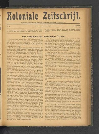 Nr. 18. Berlin, 15. September 1909. 10. Jahrgang