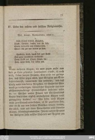 IV. Ueber den rechten und falschen Religionseifer.