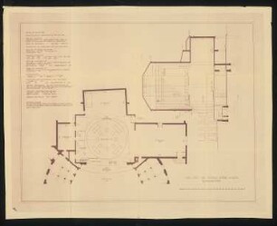 Festspielhaus, Worms: Bühnengrundriss und Bühnenlängsschnitt 1:100