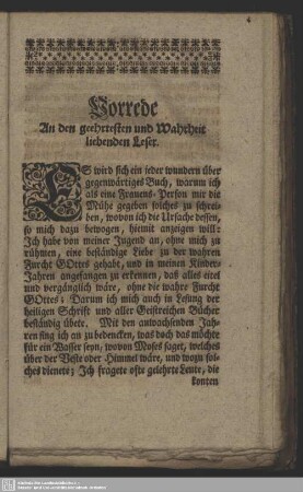 Vorrede. An den geehrtesten und Wahrheit liebenden Leser