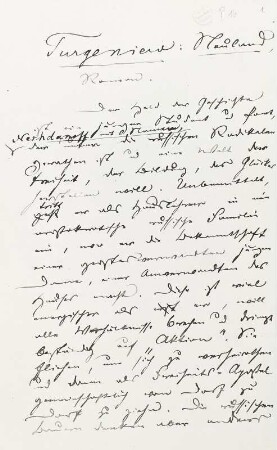 Besprechung von J. S. Turgenjews Roman "Neuland", Manuskriptseite 1