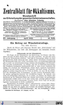 10. Heft (Apr. 1922)