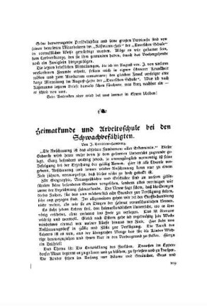 Heimatkunde und Arbeitsschule bei den Schwachbefähigten