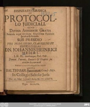Disputatio Iuridica De Protocollo Iudiciali