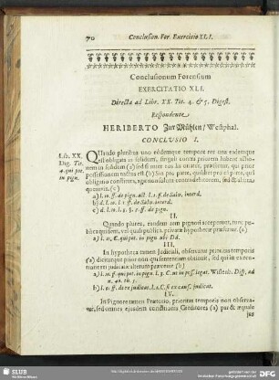 Conclusionum Forensium Exercitatio XLI. Directa ad Libr. XX. Tit. 4. & 5. Digest.