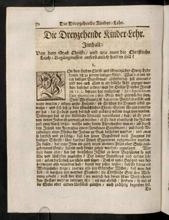 70-73, Die Dreyzehende Kinder-Lehr